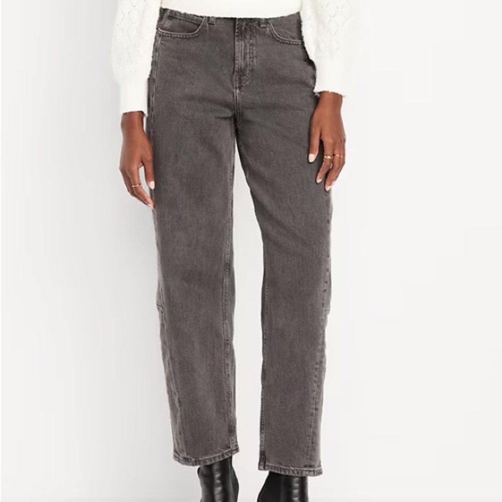 Old Navy Women's Barrel Leg Jeans in Charcoal